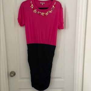 Juicy Couture Pink and Black Sheath Dress with Short Sleeves